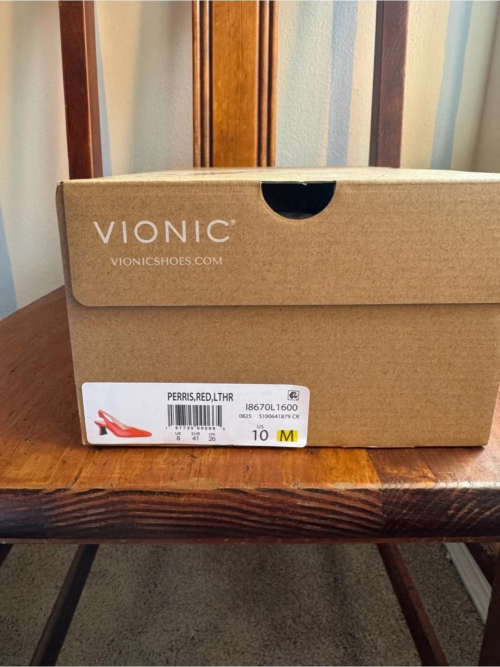 Vionic Red Pointed-Toe Slingback Pump with Button Strap